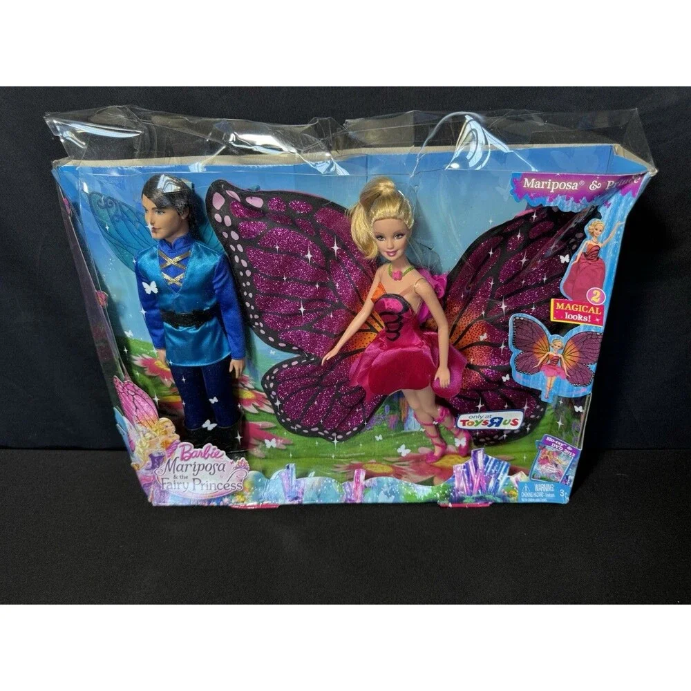 2012 Barbie Doll Mariposa and The Fairy Princess with Boy Prince NIB (dent) B-2